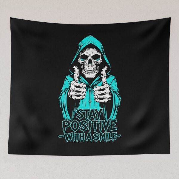 Item preview, Stay Positive – Inspirational Skeleton Smile Graphic designed and sold by JeraiffsonCorner .