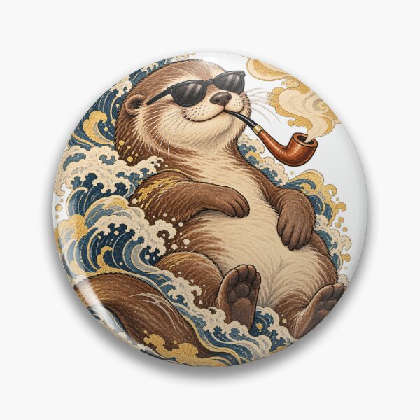 Item preview, Zen Otter – Chill Floating Otter, Japanese Wave Art designed and sold by Sleepy Safari.