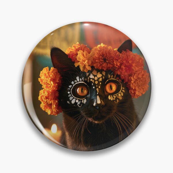 Item preview, Day of the Dead Black Cat at the Cafe designed and sold by Purrista Studio.