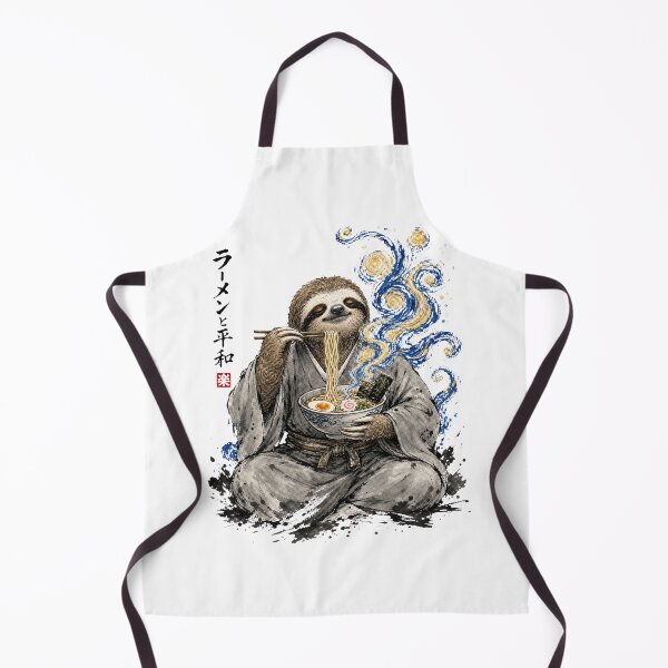Item preview, Sloth Eating Ramen Japanese Ink Art Starry Night Swirls designed and sold by JessArty.