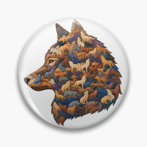 Item preview, Majestic Wolf Portrait Wood Mosaic Art designed and sold by VisualVerseLab.