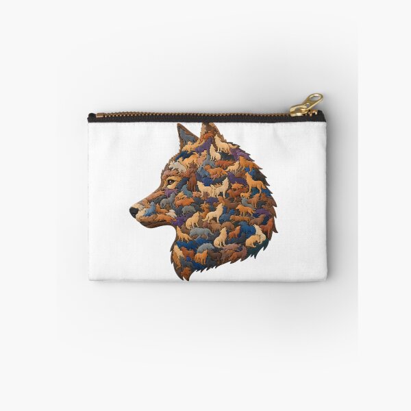Item preview, Majestic Wolf Portrait Wood Mosaic Art designed and sold by VisualVerseLab.
