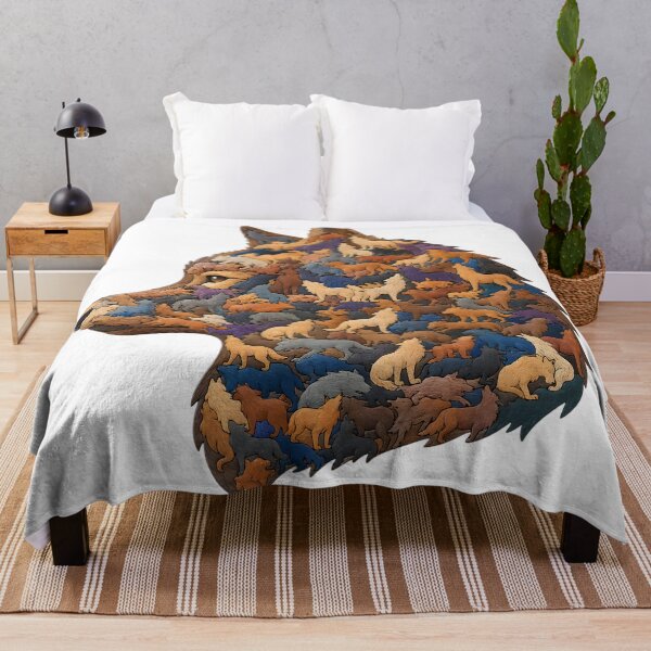 Item preview, Majestic Wolf Portrait Wood Mosaic Art designed and sold by VisualVerseLab.