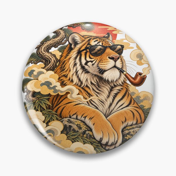 Item preview, Zen Tiger – Chill Lounging Tiger, Japanese Bonsai Art designed and sold by Sleepy Safari.