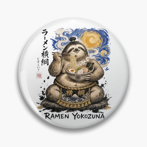 Item preview, Ramen Yokozuna sumo sloth eating ramen designed and sold by JessArty.