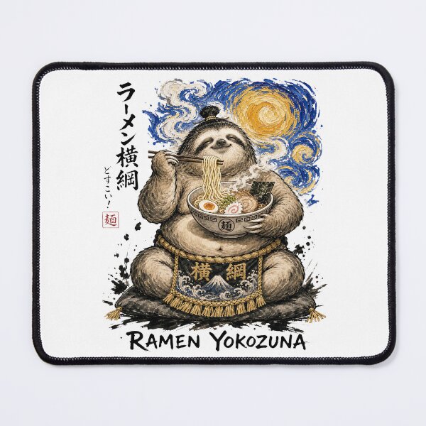 Item preview, Ramen Yokozuna sumo sloth eating ramen designed and sold by JessArty.