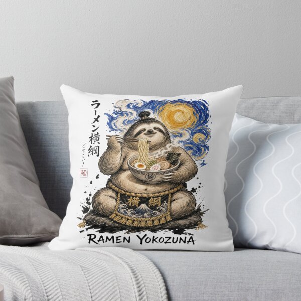 Item preview, Ramen Yokozuna sumo sloth eating ramen designed and sold by JessArty.