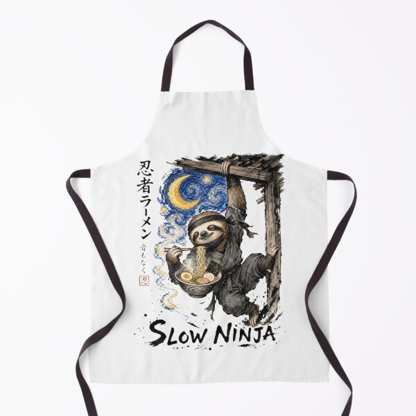 Item preview, Slow Ninja sloth eating ramen under crescent moon designed and sold by JessArty ⭐⭐⭐⭐⭐.