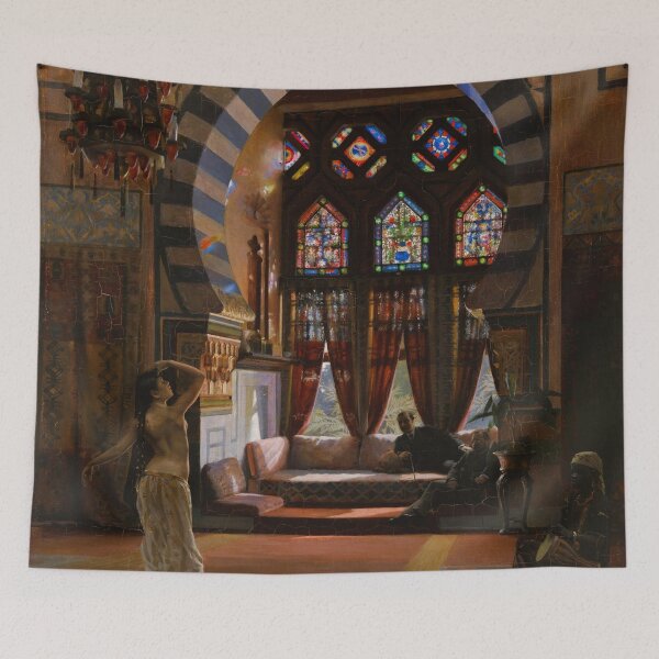 Artikelvorschau, Aimée, an egyptian dancer, 1883, Cairo, Egypt interior portrait painting by Gunnar Berndtson entworfen und verkauft von Jéanpaul  Ferro.