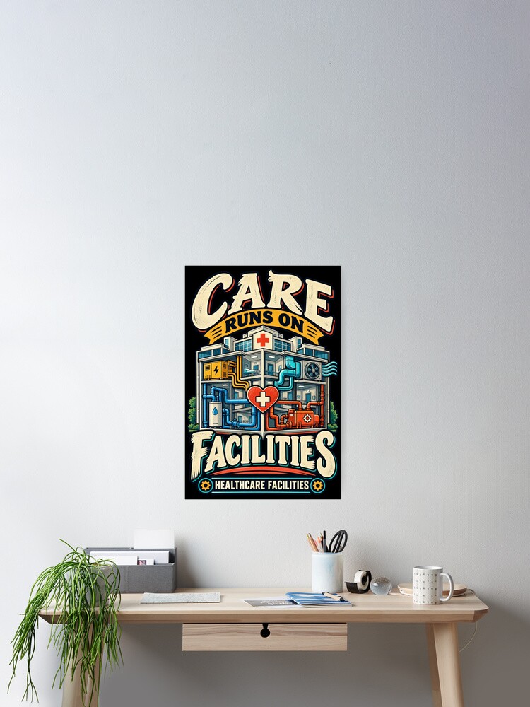 Imagen 2 de 3, Póster con la obra Care Runs On Facilities Healthcare Facilities, diseñada y vendida por Ridaelb.
