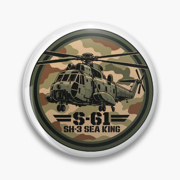 Item preview, Round Army Printed Green Helicopter Badge of S 61 Design for Military Aviation Enthusiasts designed and sold by IRON WINGS /USAF.