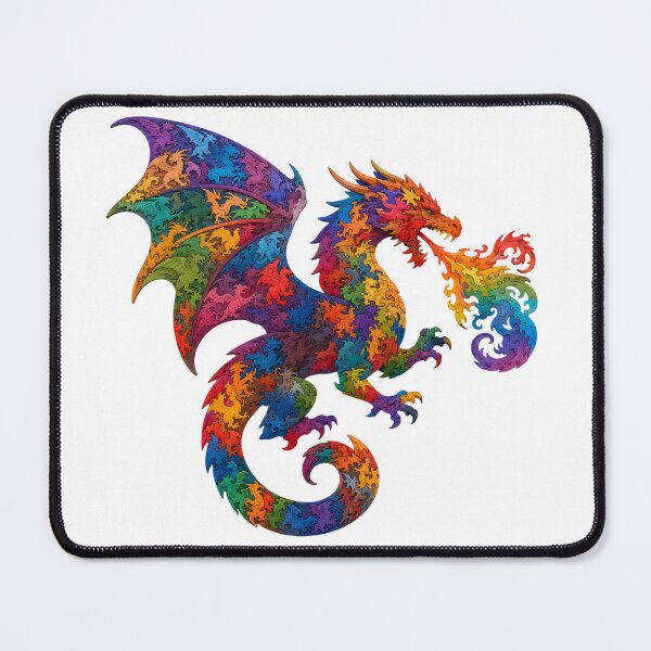 Item preview, Vibrant Fire Breathing Dragon Wood Mosaic Art 2 designed and sold by VisualVerseLab.