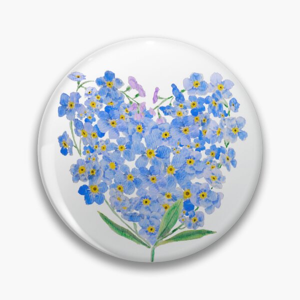 Item preview, hand painted blue forget me not  love heart shape designed and sold by SelenePaintings .