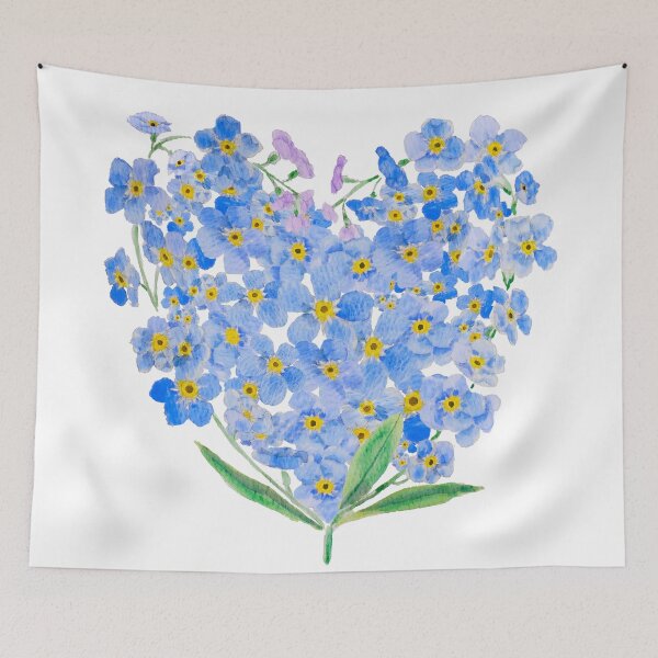 Item preview, hand painted blue forget me not love heart shape designed and sold by SelenePaintings .