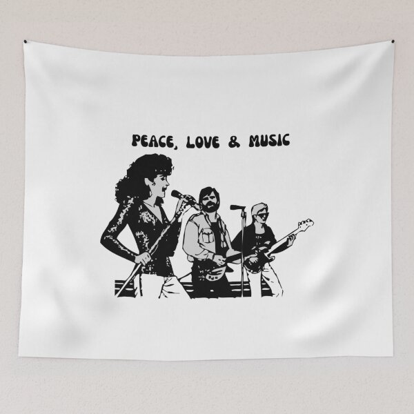 Item preview, Peace Love and Music Retro 70s Vintage Rock Band Curve designed and sold by stileepensieri.