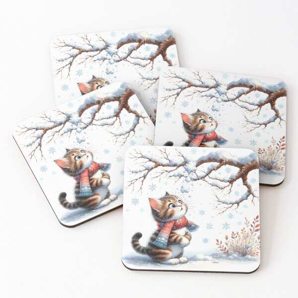 Item preview, Cartoon Cat with Snow Falling on its Face designed and sold by Maria Dryfhout.