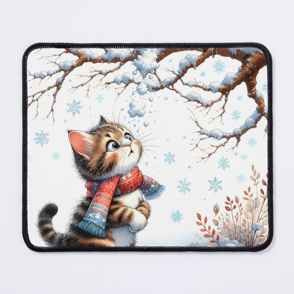 Item preview, Cartoon Cat with Snow Falling on its Face designed and sold by Maria Dryfhout.