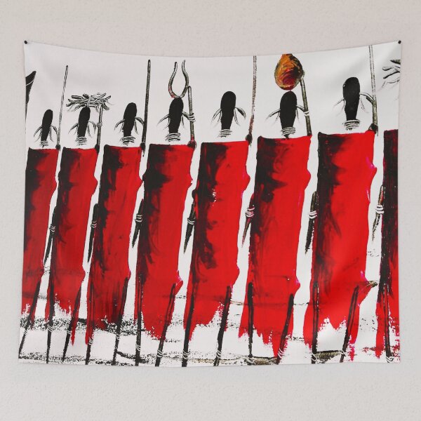 Item preview, Pastoral Tribal Maasai nomadic African landscape painting, African American masterpiece art designed and sold by Jéanpaul Ferro.
