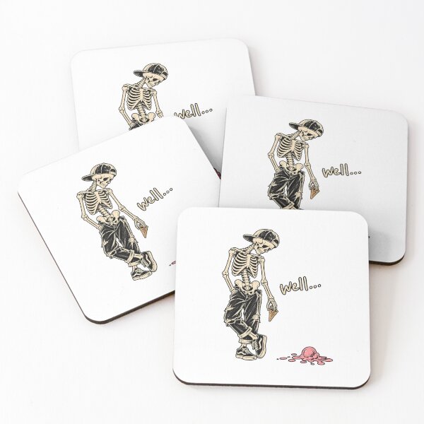 Item preview, Well Skeleton Dropped Ice Cream - Funny Skater Skeleton Meme Sticker designed and sold by VYBEHAUS.