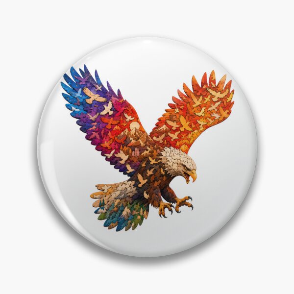 Item preview, Majestic Eagle Sunset Silhouette Wood Mosaic Art designed and sold by VisualVerseLab.