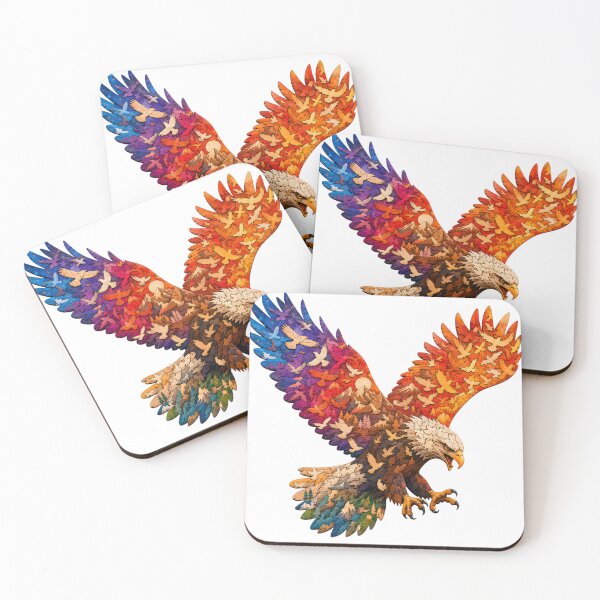 Item preview, Majestic Eagle Sunset Silhouette Wood Mosaic Art designed and sold by VisualVerseLab.