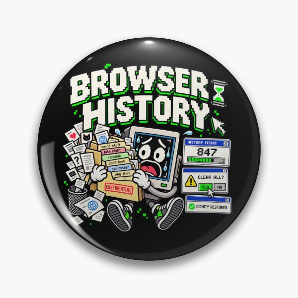 Artikelvorschau, Browserverlauf – Retro Pixel Internet-Datenschutz-Humor entworfen und verkauft von Mad Factory Designs.