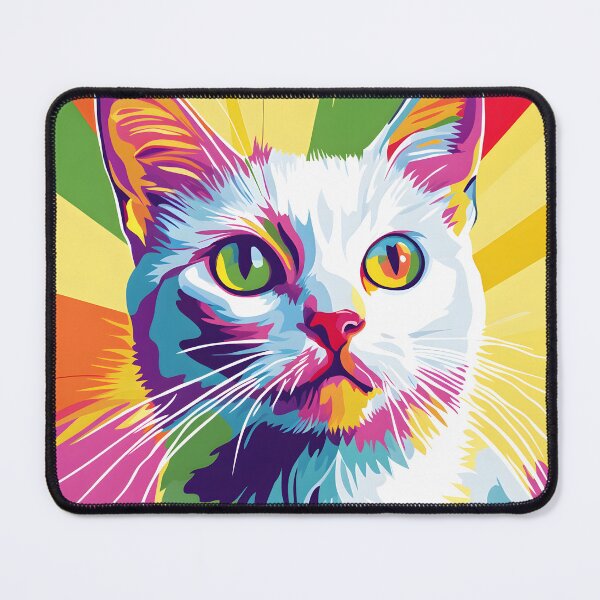 Item preview, White Cat Pop Art Sunburst designed and sold by Purrista Studio.