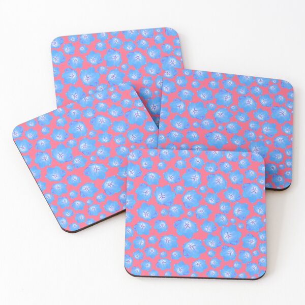 Item preview, English Garden - Blue Tulip Floral Pattern on Pink designed and sold by PurrfectWhisper.