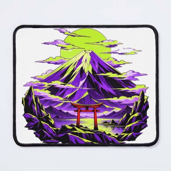 Item preview, Neon Mount Fuji Torii Gate - Cyberpunk Synthwave Japanese Landscape Sticker designed and sold by VYBEHAUS.