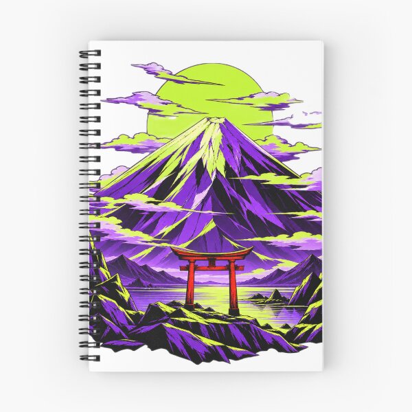 Item preview, Neon Mount Fuji Torii Gate - Cyberpunk Synthwave Japanese Landscape Sticker designed and sold by VYBEHAUS.