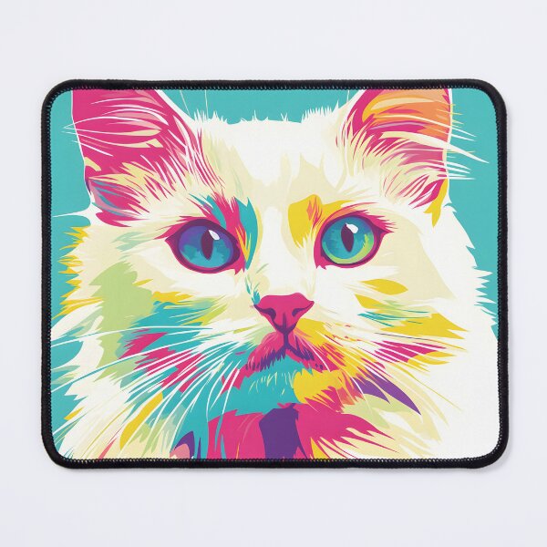 Item preview, White Cat Pop Art Turquoise and Yellow designed and sold by Purrista Studio.
