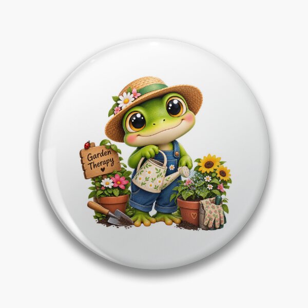 Item preview, Cute Frog Garden Therapy Gardening Design – Whimsical Gardener Frog with Flowers, Watering Can & Plants designed and sold by Morty'sArt.