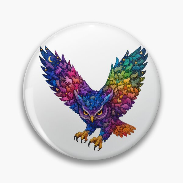 Item preview, Cosmic Flying Owl Silhouette Wood Mosaic Art designed and sold by VisualVerseLab.