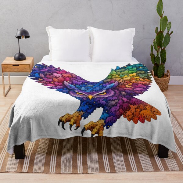 Item preview, Cosmic Flying Owl Silhouette Wood Mosaic Art designed and sold by VisualVerseLab.