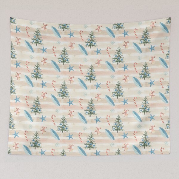 Item preview, Coastal Christmas Pattern with Surfboards & Starfish – Beach Holiday Design designed and sold by Sea Gem.
