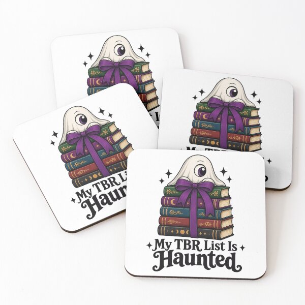 Item preview, Cyclops Ghost Book Stack – Cute One-Eyed Reader Purple Bow Magic designed and sold by Neon Bones Studio.