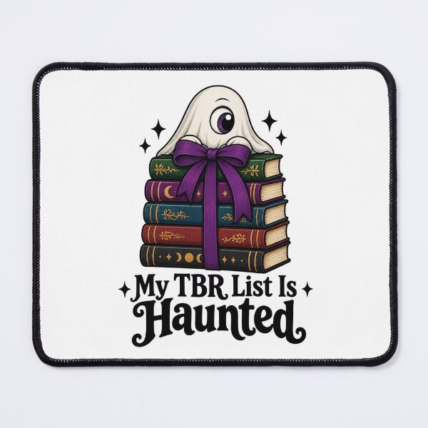 Item preview, Cyclops Ghost Book Stack – Cute One-Eyed Reader Purple Bow Magic designed and sold by Neon Bones Studio.