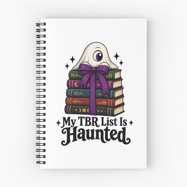 Item preview, Cyclops Ghost Book Stack – Cute One-Eyed Reader Purple Bow Magic designed and sold by Neon Bones Studio.