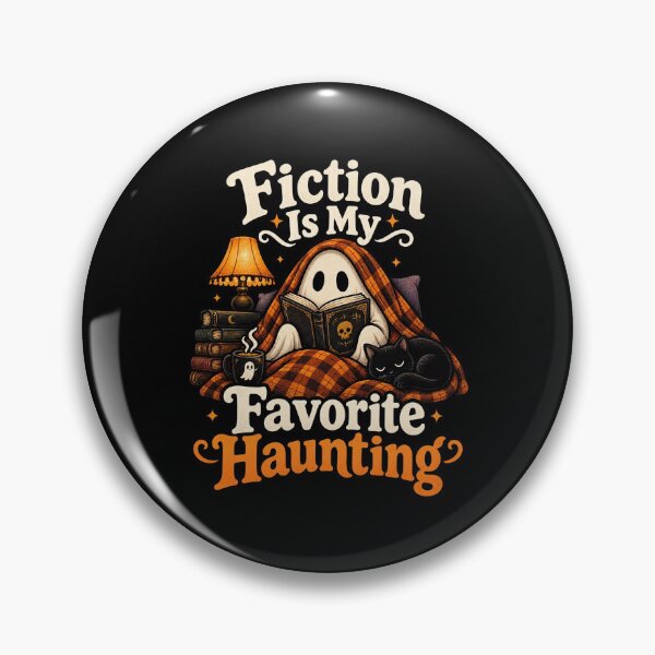 Item preview, Fiction Is My Favorite Haunting – Cozy Reading Ghost Black Cat designed and sold by Neon Bones Studio.