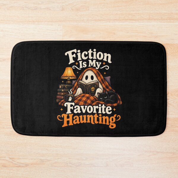 Item preview, Fiction Is My Favorite Haunting – Cozy Reading Ghost Black Cat designed and sold by Neon Bones Studio.