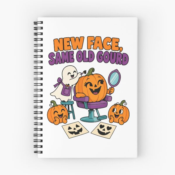 Item preview, New Face Same Old Gourd Funny Pumpkin Halloween Makeover Design. designed and sold by The-T-In-Retro.
