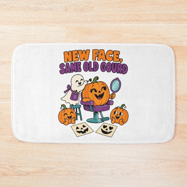 Item preview, New Face Same Old Gourd Funny Pumpkin Halloween Makeover Design. designed and sold by The-T-In-Retro.