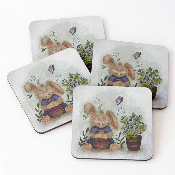 Item preview, Funny Bunny Berry Bee Cute Vintage Print, Quirky Beekeeper Gift designed and sold by TheHawthornFairy.