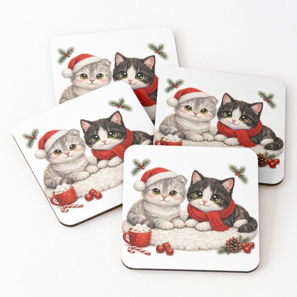 Item preview, Cozy Christmas Cats with Hot Cocoa designed and sold by Russtoon.