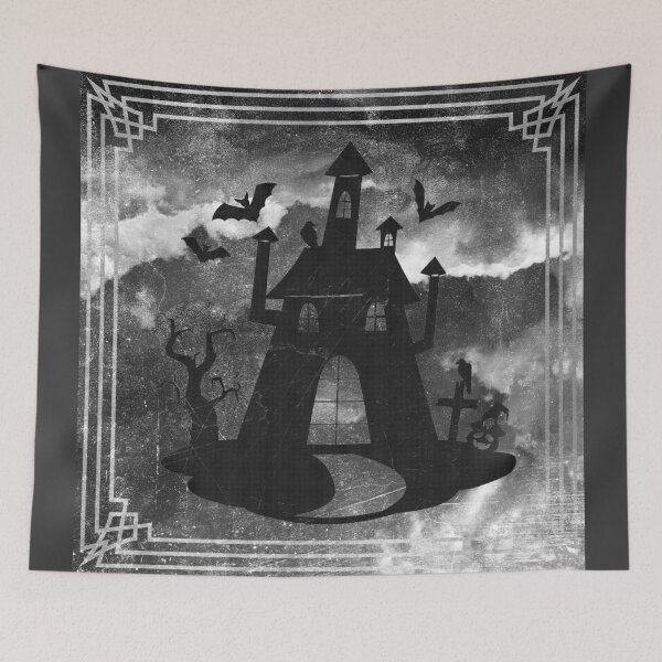 Item preview, Creepy Halloween Haunted House Bats Graveyard Moonlit designed and sold by Ghoul Enterprises.