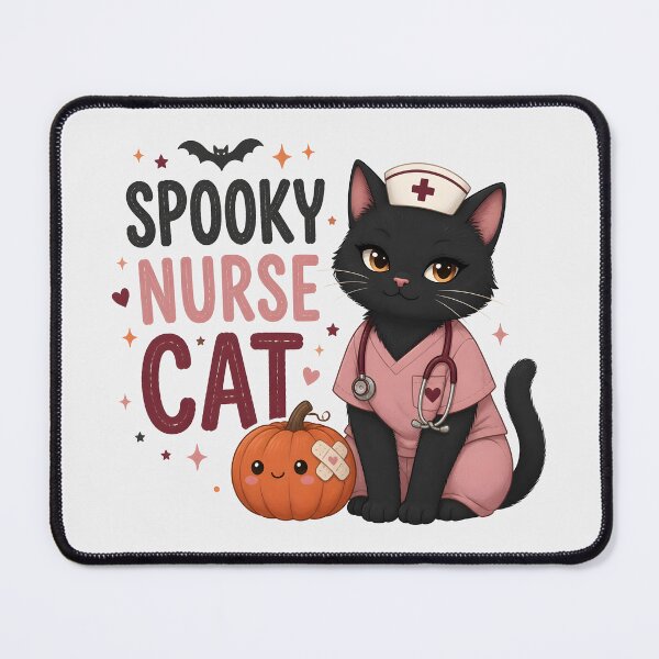 Item preview, Spooky Nurse Cat Black Cat Halloween Medical designed and sold by OliviaHayesArt.