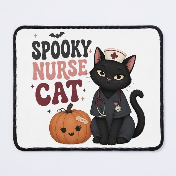 Item preview, Spooky Nurse Black Cat Kitty Halloween designed and sold by OliviaHayesArt.