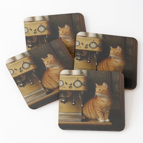Item preview, Ginger Cat and Cream Vintage Coffee Machine designed and sold by Purrista Studio.
