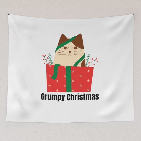 Item preview, Grumpy Christmas - Funny Cat in Gift Box designed and sold by walbayzon.