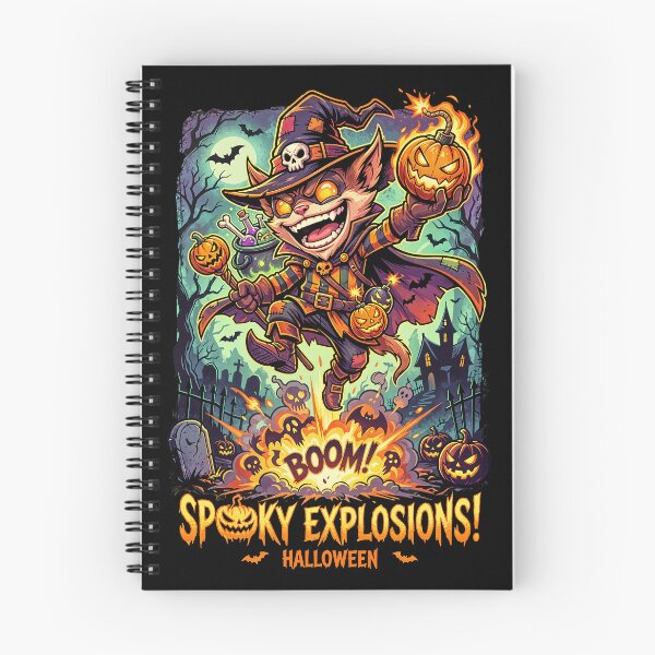 Item preview, Spooky Explosions Halloween Witch Cat Mad Bomber Boom! designed and sold by CuteKats.